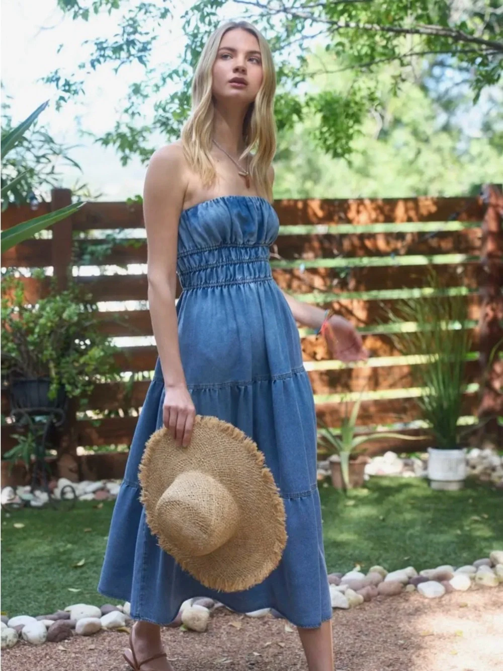 🆕🤍STRAPLESS DENIM DRESS - Picture 4 of 4